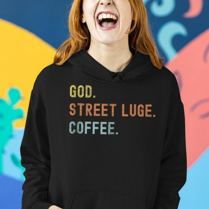 Vintages Street Luge And Coffee Distressed Women Hoodie Gifts for Her