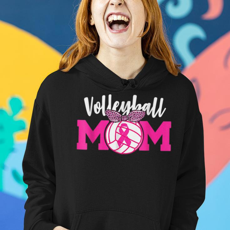 Volleyball Mom Pink Ribbon Breast Cancer Awareness Fighters Women Hoodie Gifts for Her