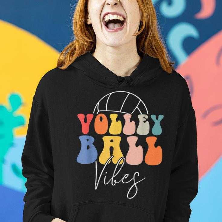 Volleyball Vibes Retro Hippie Volleyball Gift For Women Girl Women Hoodie Gifts for Her