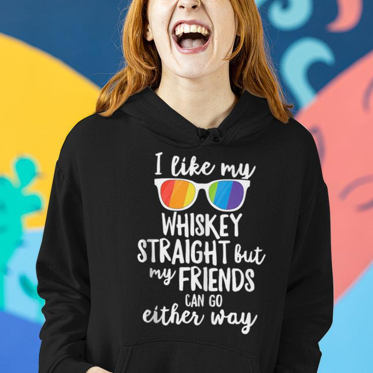 Whiskey Straight Friends Can Go Either Way Lgbt Pride March Women Hoodie Gifts for Her