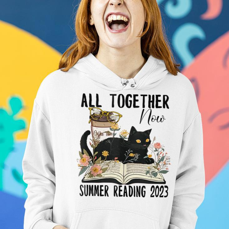All Together Now Summer Reading 2023 Flower Cat Book Lover Reading Funny Designs Funny Gifts Women Hoodie Gifts for Her
