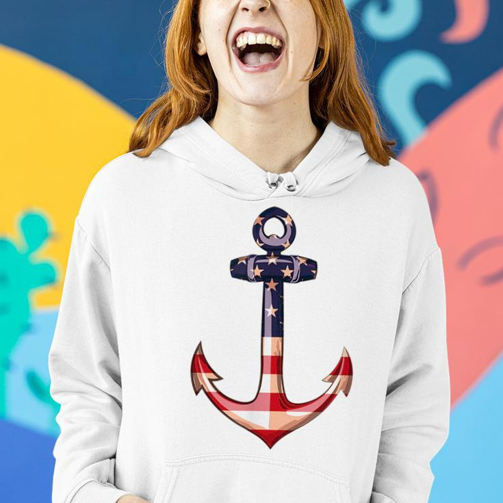 Anchor American Flag Cool Sailing Nautical Gift Men Women Women Hoodie Gifts for Her