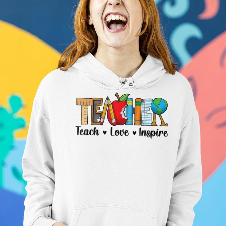 Back To School Cute Teach Love Inspire Men Women Teacher Gifts For Teacher Funny Gifts Women Hoodie Gifts for Her