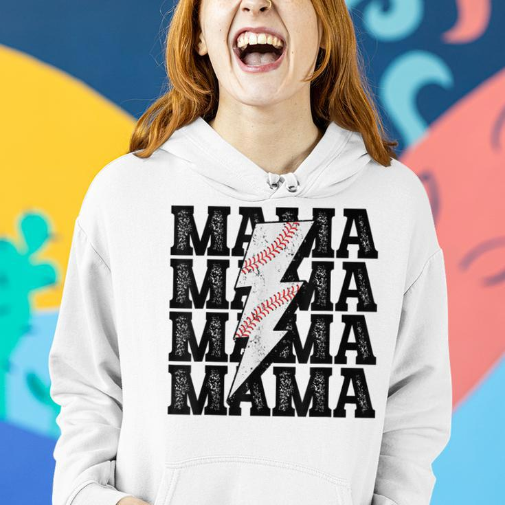 Baseball Mama Distressed Lightning Bolt Mom Women Hoodie Gifts for Her