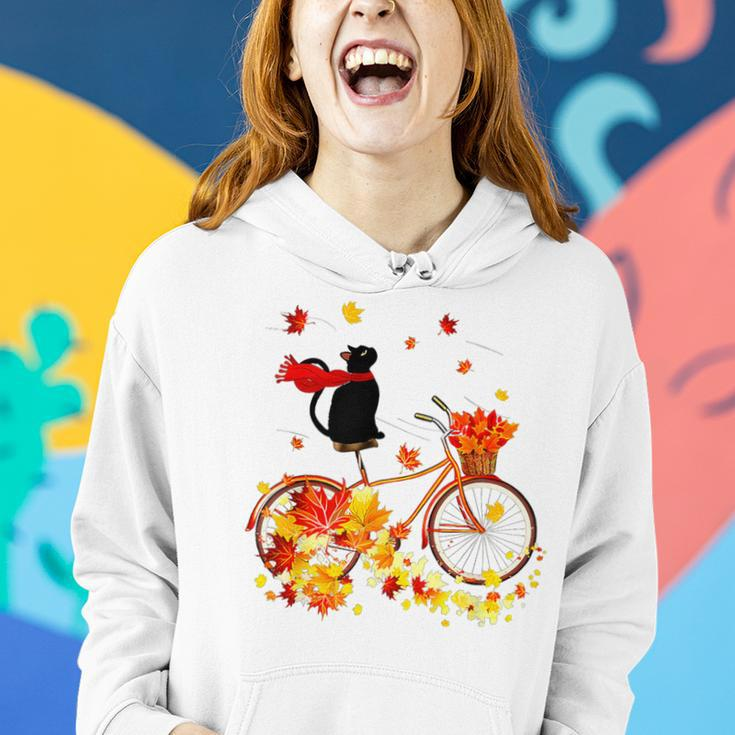 Black Cat Fall Bicycle Autumn Halloween Women Hoodie Gifts for Her