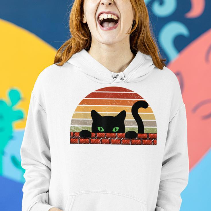 Black Cat Retro For Cat Lovers Cat Mother Cat Mom Cat Dad Women Hoodie Gifts for Her