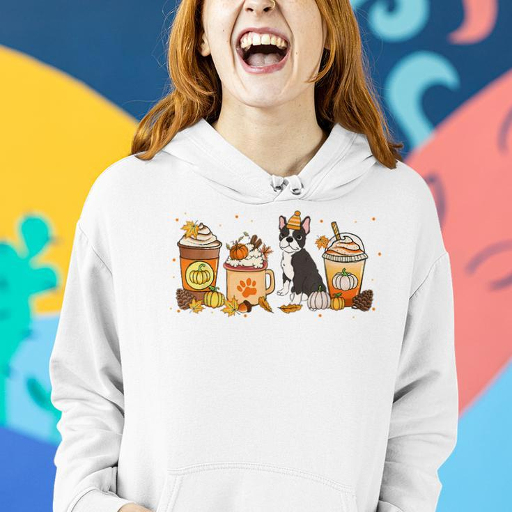 Boston Terrier Coffee Pumpkin Spice Dog Fall Thanksgiving For Coffee Lovers Women Hoodie Gifts for Her