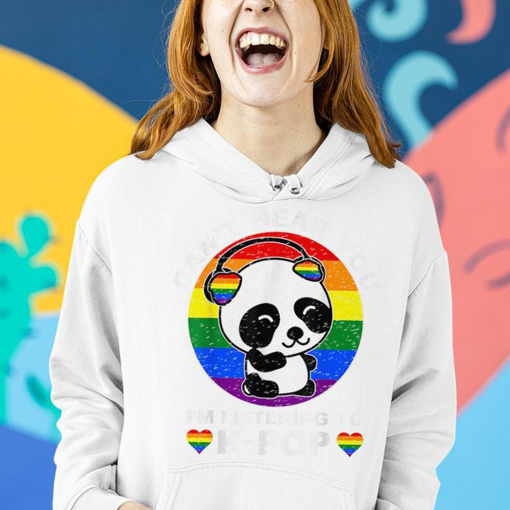 Cant Hear You Im Listening To K-Pop Panda Lgbt Gay Pride Women Hoodie Gifts for Her