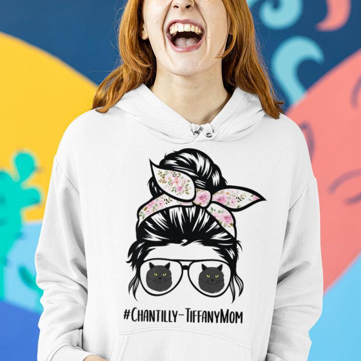 Chantilly-Tiffany Cat Mom Messy Bun Hair Glasses Women Hoodie Gifts for Her