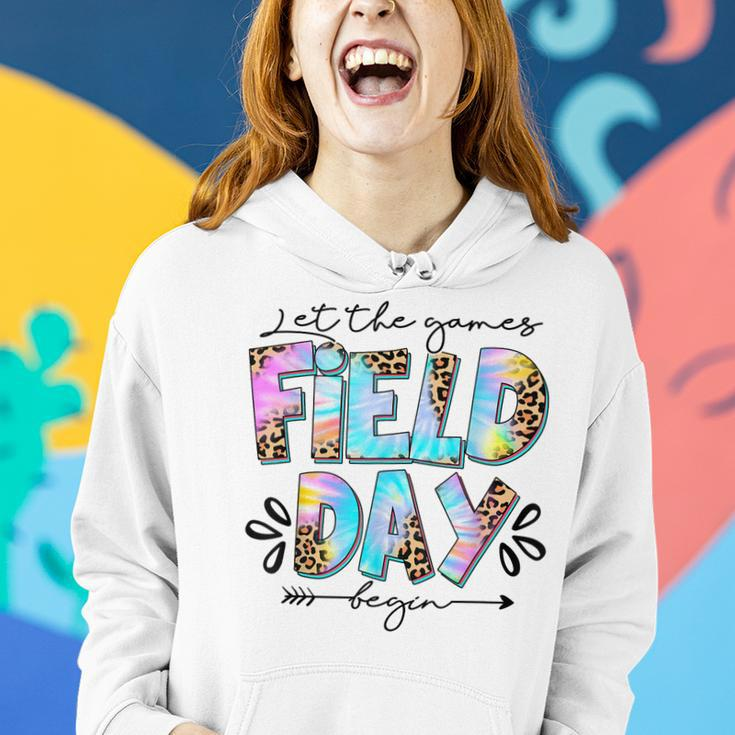Field Day Let Games Start Begin Leopard Tie Dye Kids Teacher Women Hoodie Gifts for Her