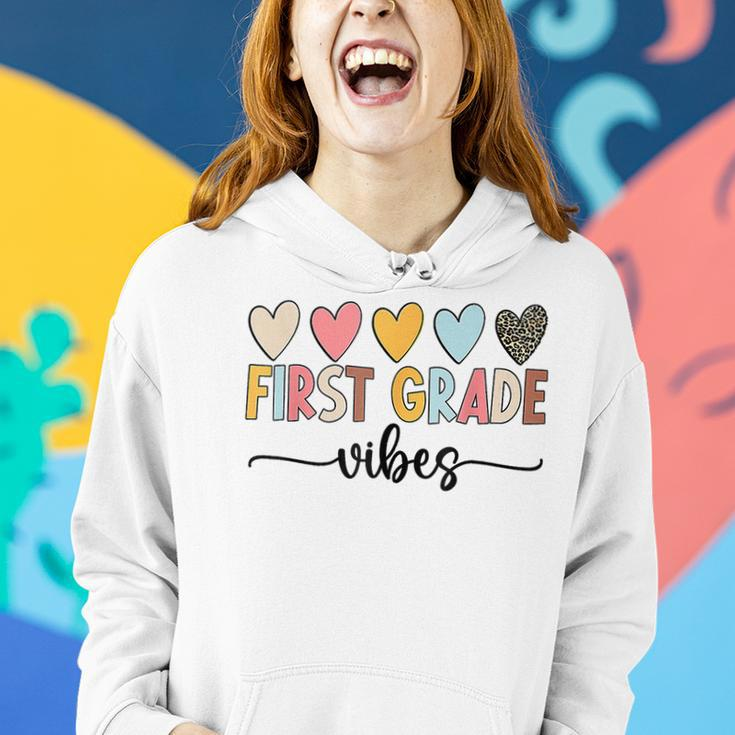 First Grade Vibes Back To School Leopard 1St Grade Teachers Women Hoodie Gifts for Her