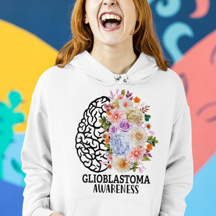 Floral Glioblastoma Awareness Month Brain Cancer Women Hoodie Gifts for Her