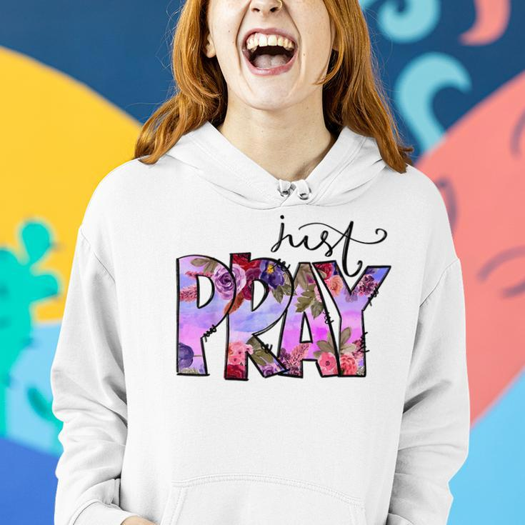 Flowers Just Pray Boho Christian Faith Faith Funny Gifts Women Hoodie Gifts for Her
