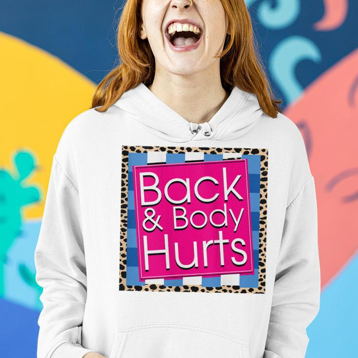 Funny Back Body Hurts Quote Workout Gym Top Leopard Women Hoodie Gifts for Her