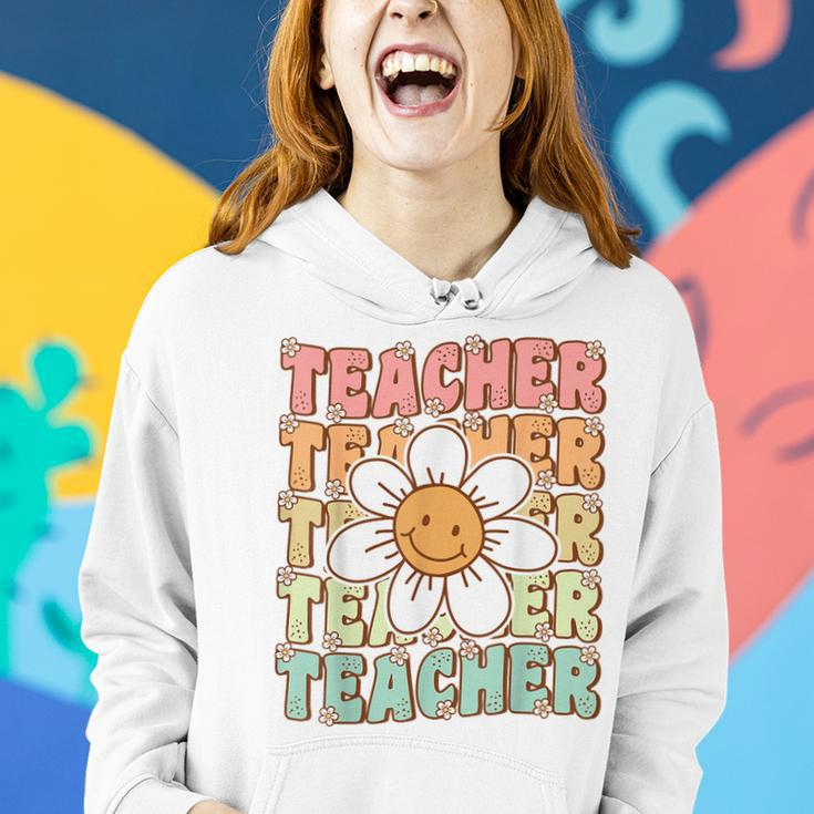 Groovy Teacher Cute Daisy Flower Retro Back To School Women Hoodie Gifts for Her