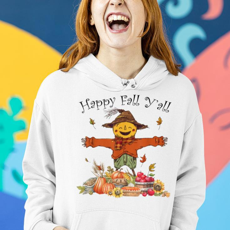Happy Fall Yall Scarecrow Pumpkin Thanksgiving Halloween Women Hoodie Gifts for Her