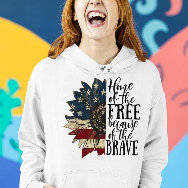 Home Of The Free Because Of The Brave American Sunflower Women Hoodie Gifts for Her