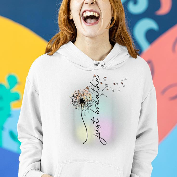 Just Breathe Dandelion Inspirational Quotes Motivational Women Hoodie Gifts for Her