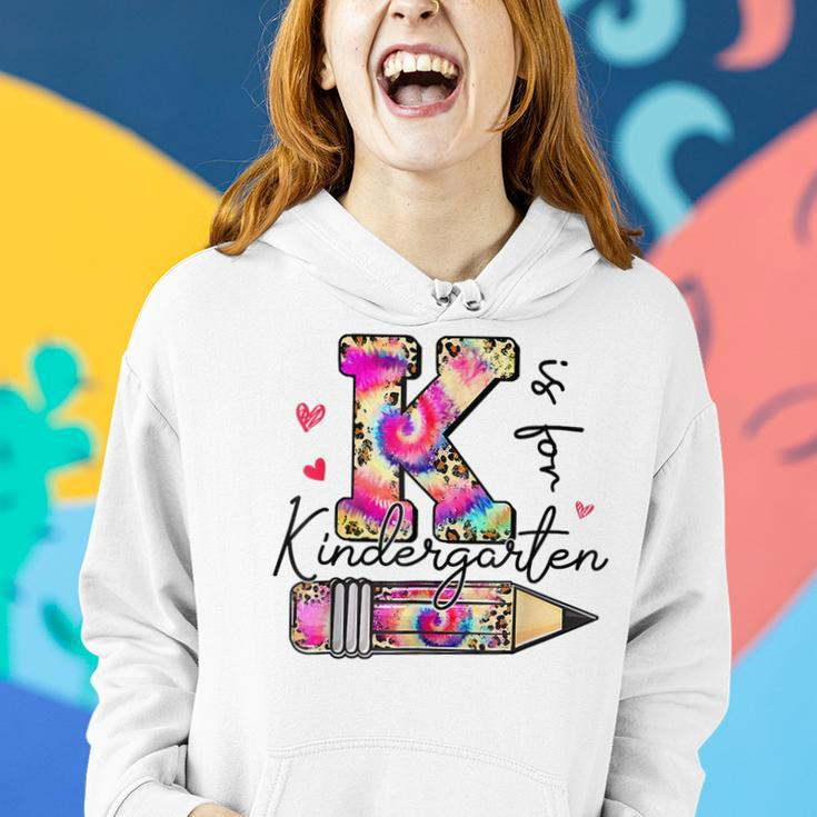 K Is For Kindergarten Teacher Tie Dye Leopard Back To School Women Hoodie Gifts for Her