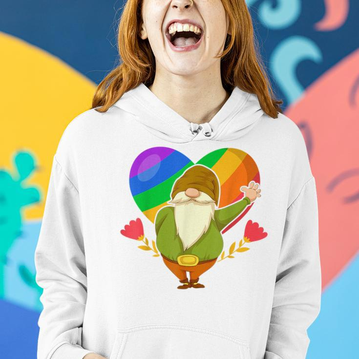Lgbt Pride Nordic Gnome Rainbow Flag Heart Garden Gnome Women Hoodie Gifts for Her