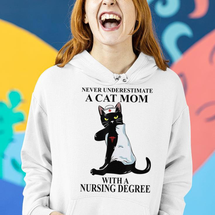 Never Underestimate A Cat Mom With A Nursing Degree Gifts For Mom Funny Gifts Women Hoodie Gifts for Her
