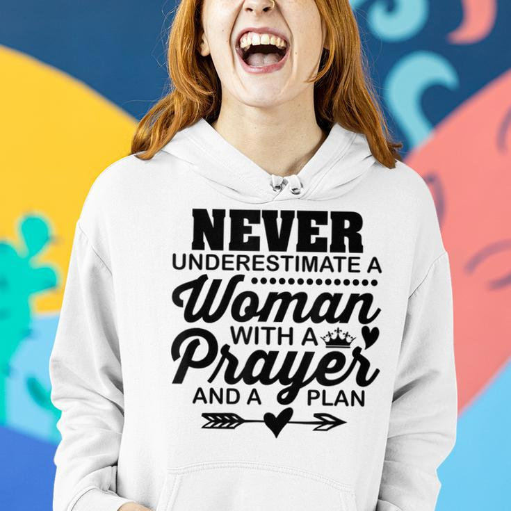 Never Underestimate A Woman With A Prayer And Plan Christian Women Hoodie Gifts for Her