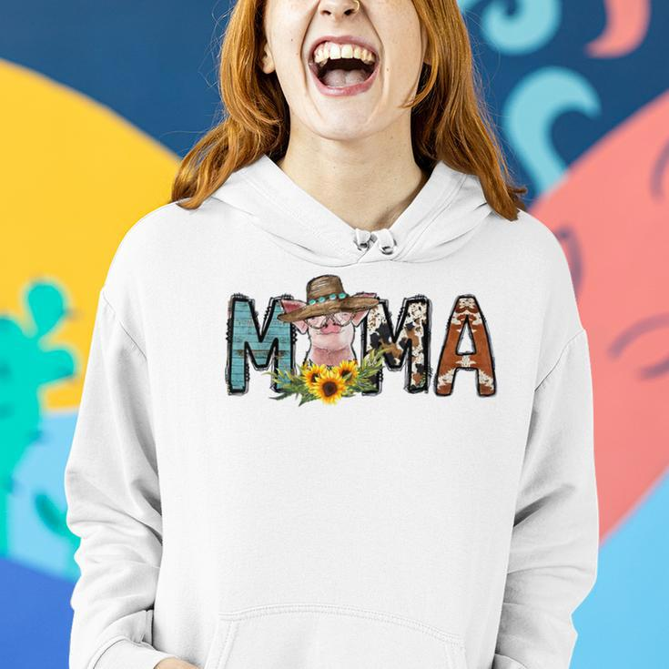 Pig Mama Pig Mom Sunflower Country Farm Life Cowhide Women Hoodie Gifts for Her