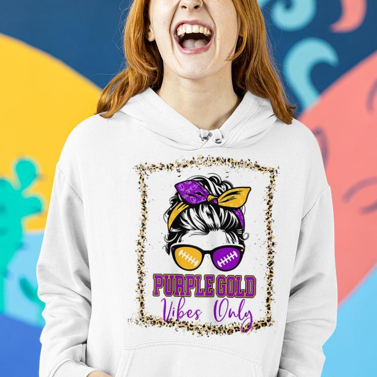 Purple Gold Vibes Only Football Leopard Football Women Hoodie Gifts for Her