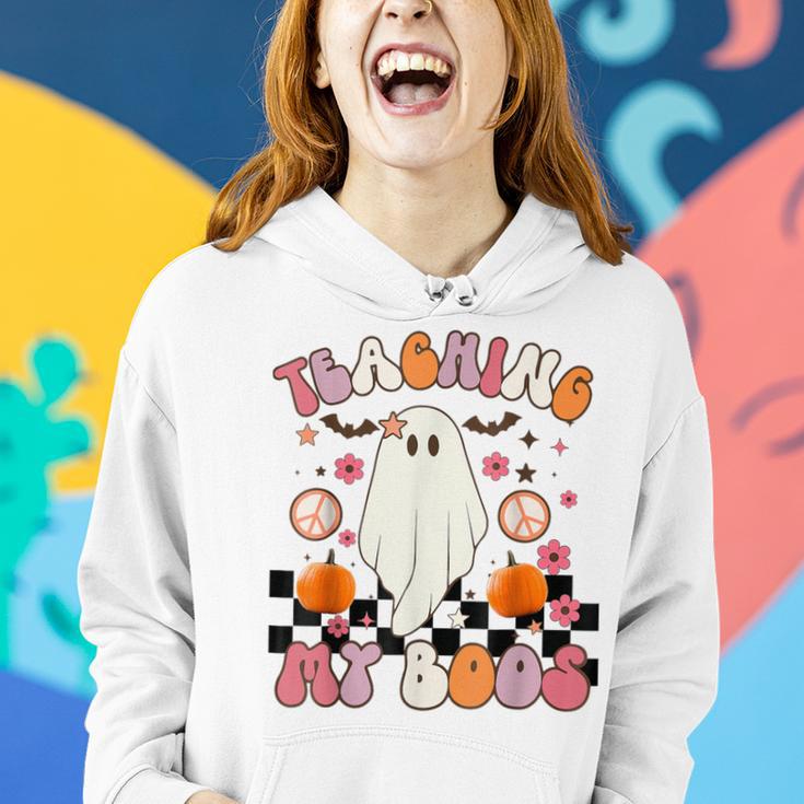 Retro Cute Ghost Teaching My Boos Teacher Halloween Women Hoodie Gifts for Her