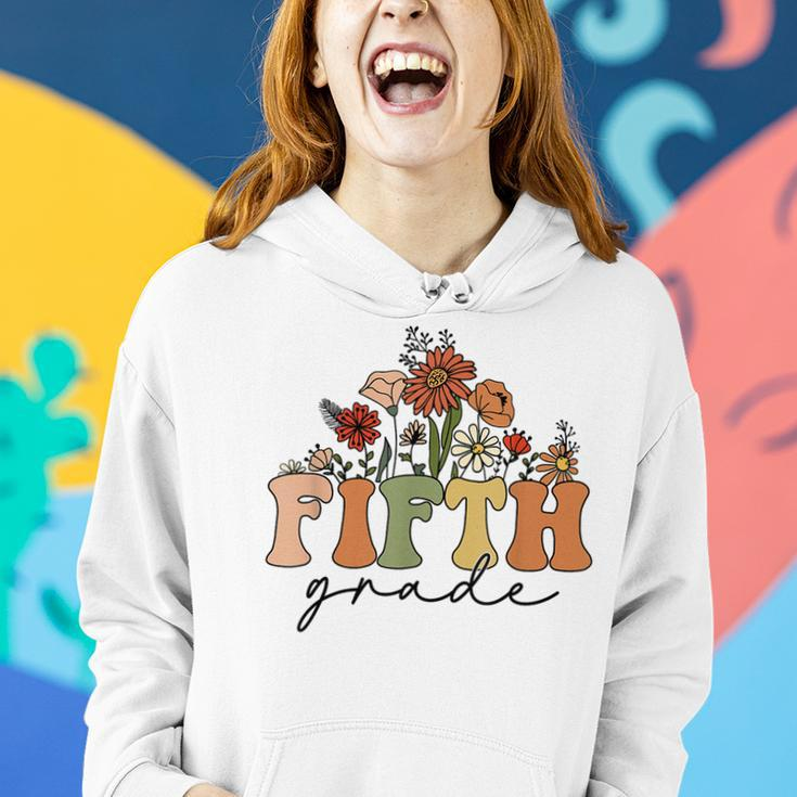 Retro Groovy Fifth Grade Teachers Back To School Student Women Hoodie Gifts for Her
