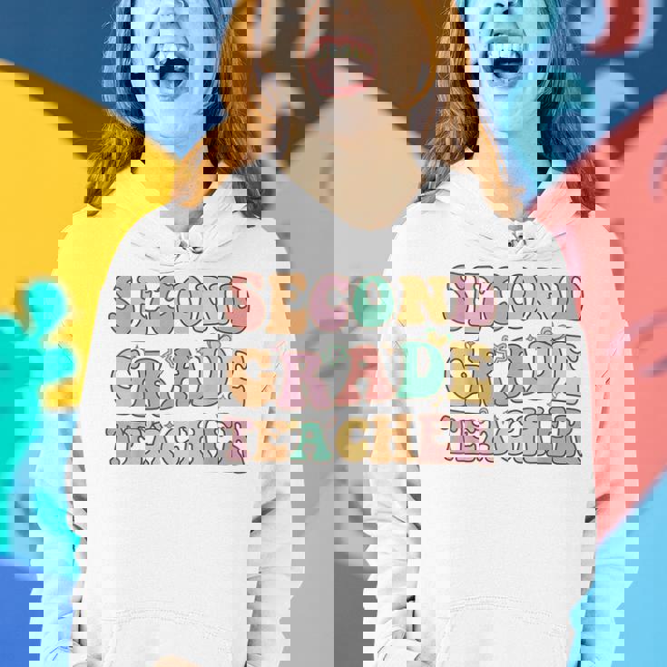 Retro Groovy Second Grade Teacher Back To School 2Nd Grade Women Hoodie Gifts for Her