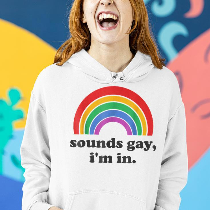 Retro Groovy Sounds Gay Im In Lgbt Rainbow Pride Month 2023 Women Hoodie Gifts for Her