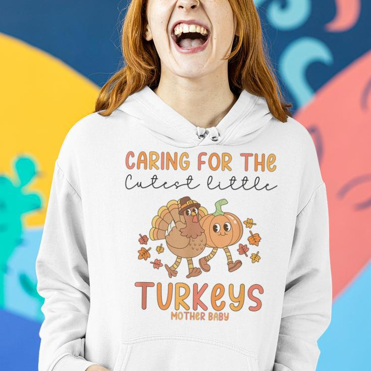Retro Thanksgiving Mother Baby Nurse Postpartum Maternity Women Hoodie Gifts for Her