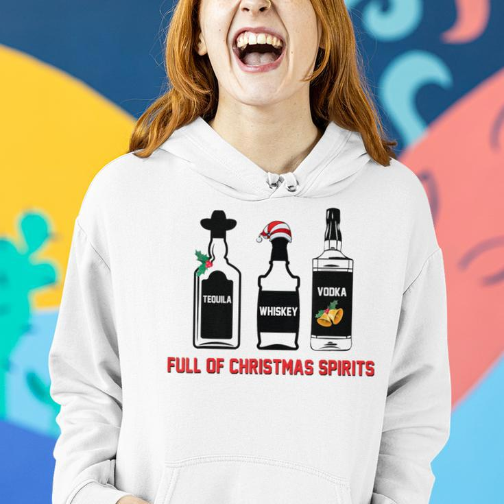 Tequila Whiskey Vodka Full Of Christmas Spirits Xmas Women Hoodie Gifts for Her