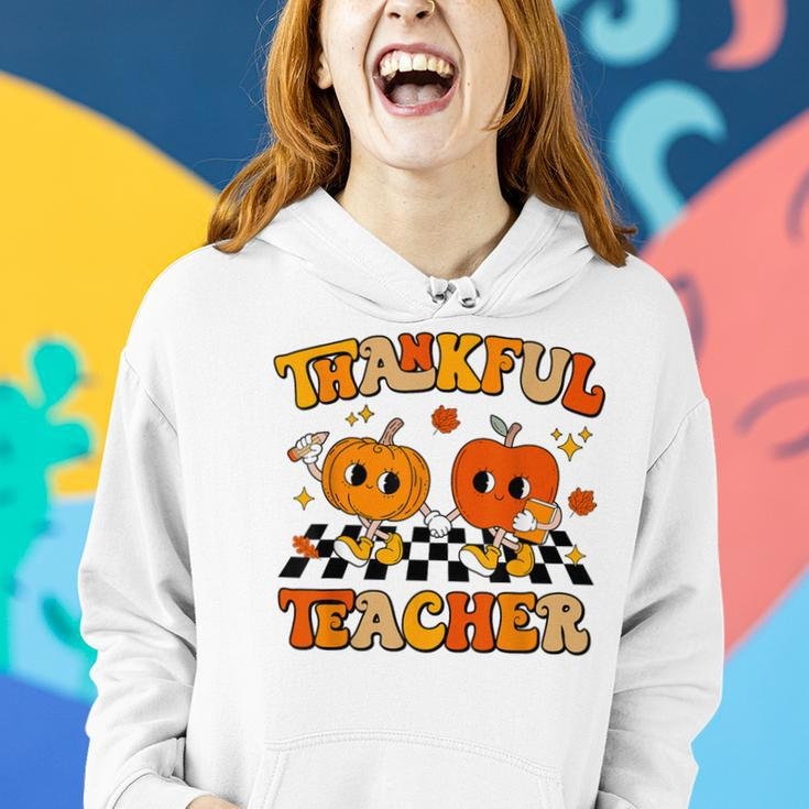 Thankful Teacher Retro Groovy Thanksgiving Fall Men Women Hoodie Gifts for Her