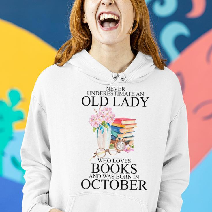 Never Underestimate An Old Lady Who Loves Books Born October Women Hoodie Gifts for Her