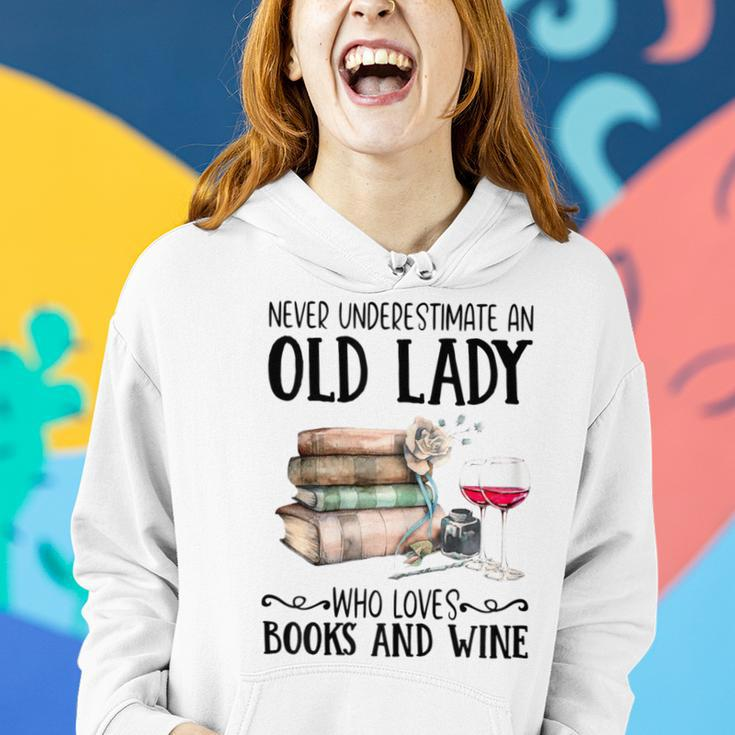 Never Underestimate An Old Lady Who Loves Books And Wine Women Hoodie Gifts for Her