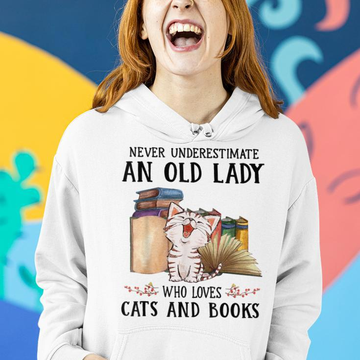 Never Underestimate An Old Lady Who Loves Cats And Books Women Hoodie Gifts for Her
