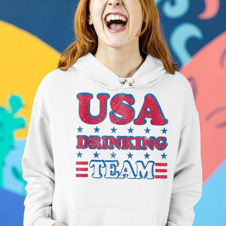 Usa Drinking Team 4Th Of July Independence Day Drunk Funny Women Hoodie Gifts for Her