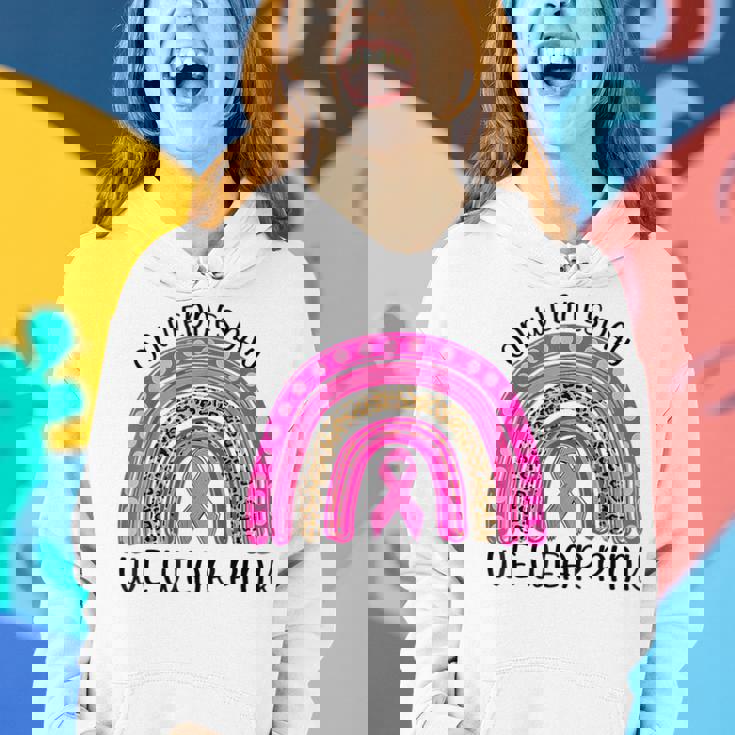 On Wednesday We Wear Pink Rainbow Breast Cancer Fighter Women Hoodie Gifts for Her