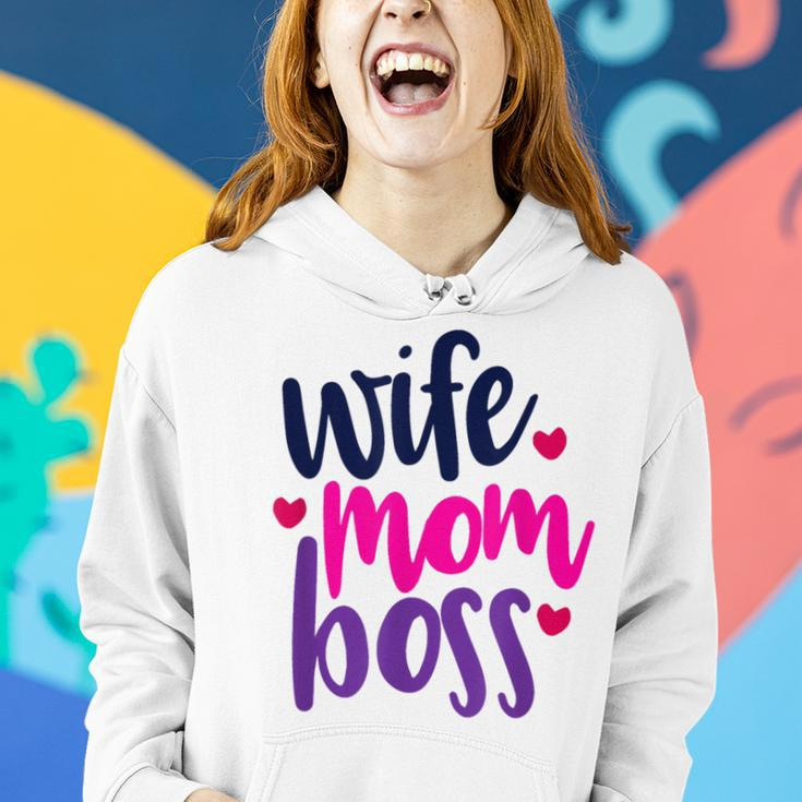 Wife Mom Boss Mom Joke Quote Humor Mother's Day Women Women Hoodie Gifts for Her