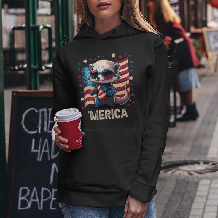 4Th Of July Patriotic Ferret Merica Women Hoodie Unique Gifts