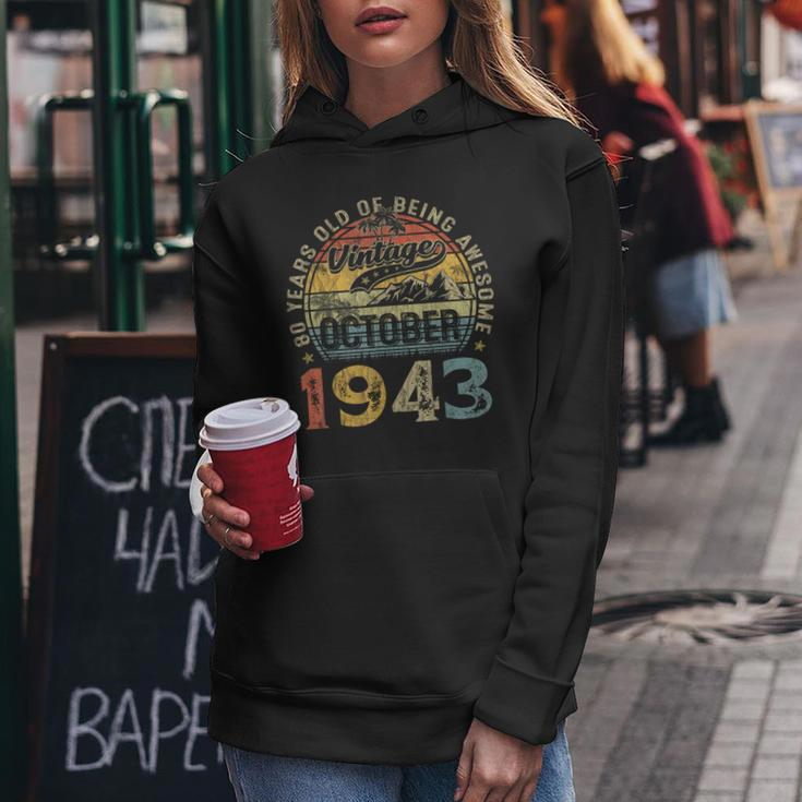 80 Years Old Vintage October 1943 80Th Birthday Women Hoodie Personalized Gifts