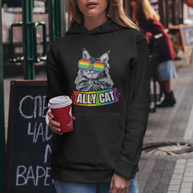 Ally Cat Straight Lgbt Supporter Gay Pride Ally Rainbow Women Hoodie Unique Gifts