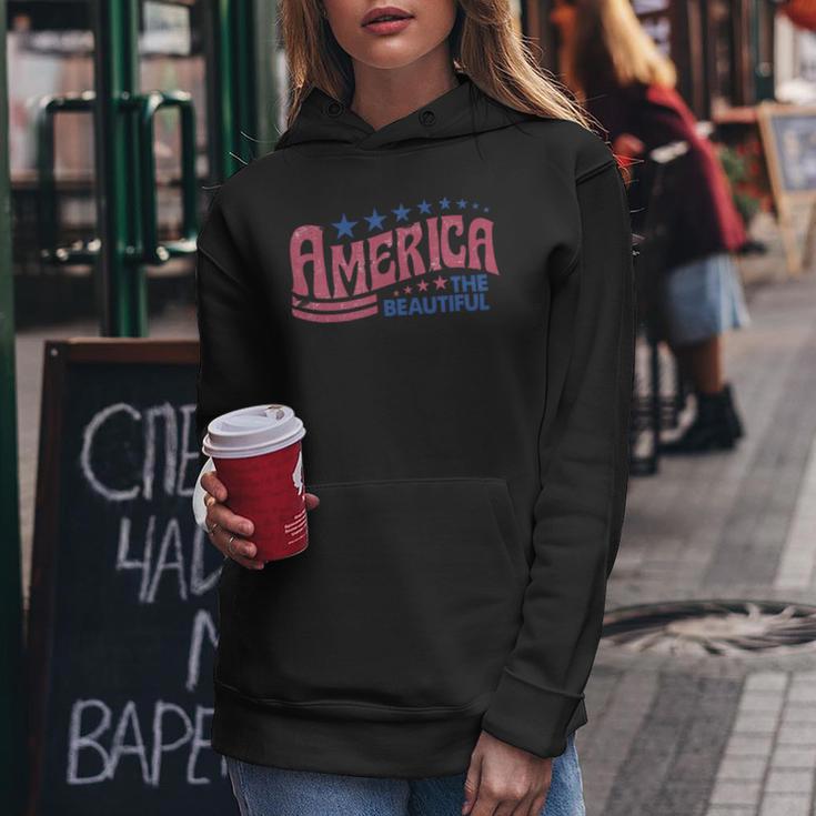 America The Beautiful Retro Vintage American 4Th Of July Women Hoodie Unique Gifts