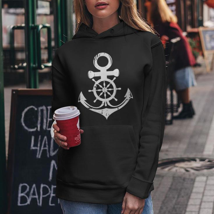 Anchor With Ship Sring Wheel Nautical Vintage Sailor Women Hoodie Unique Gifts