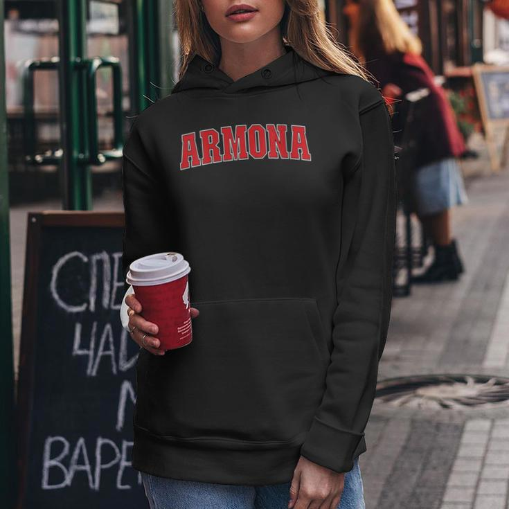 Armona California Souvenir Trip College Style Red Text Women Hoodie Unique Gifts