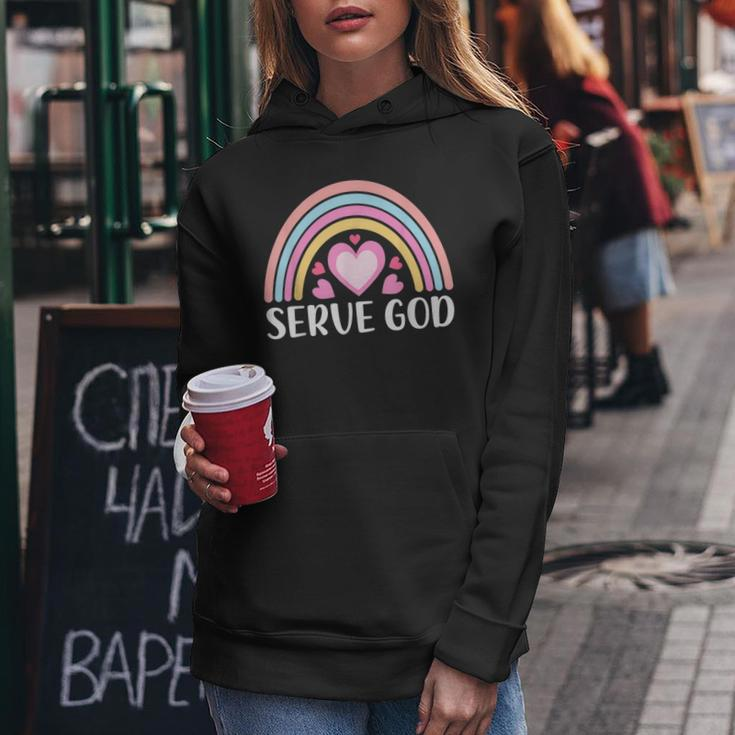 Boho Rainbow For Women Serve God Christianity Faith Faith Funny Gifts Women Hoodie Unique Gifts