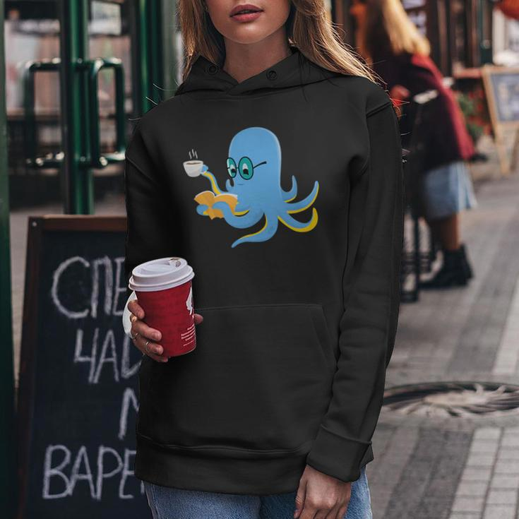 Book Reading Octopus For Bookworms Drinking Coffee Men Women Reading Funny Designs Funny Gifts Women Hoodie Unique Gifts