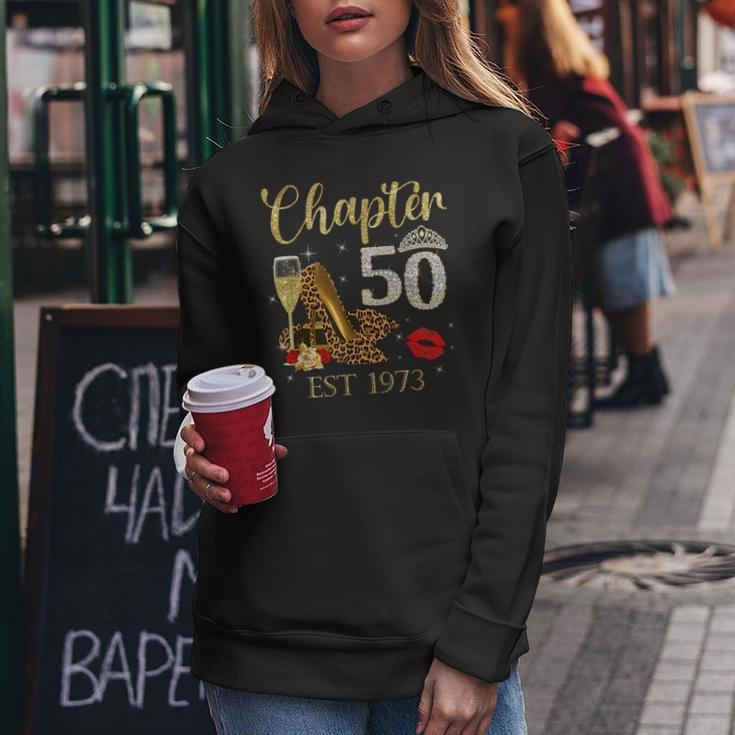 Chapter 50 Years Est 1973 50Th Birthday Wine Leopard Shoe Women Hoodie Unique Gifts